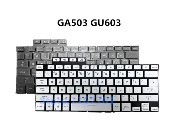 GA503 GU603 电脑键盘，黑色和白色。