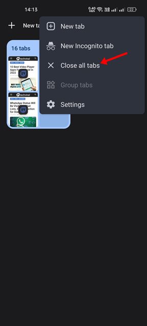 Schließen Sie alle Chrome-Tabs