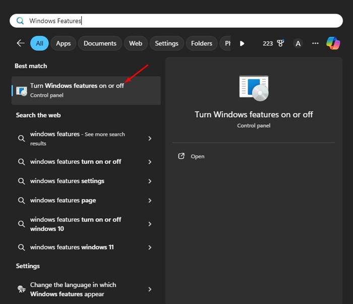 Activer ou désactiver des fonctionnalités Windows