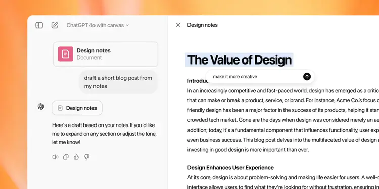 Novo recurso Canvas do ChatGPT 1 Novo recurso Canvas do ChatGPT