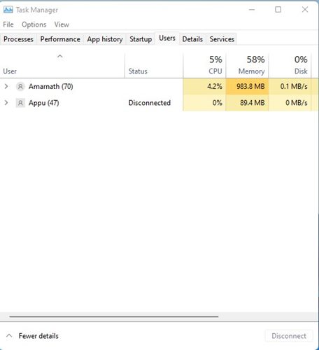 show all connected users