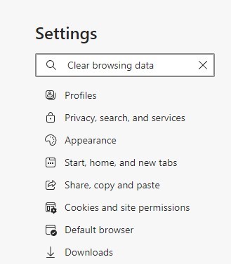 clear browsing data