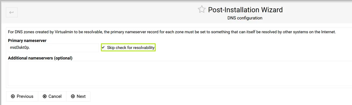 Toggle "Skip check for resolvability"