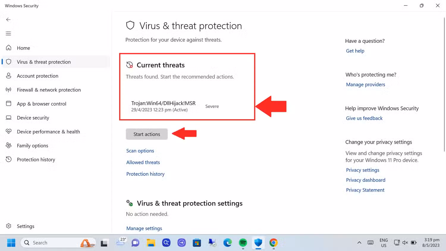Option 1: Befolgen Sie die standardmäßige Windows-Sicherheitsempfehlung.