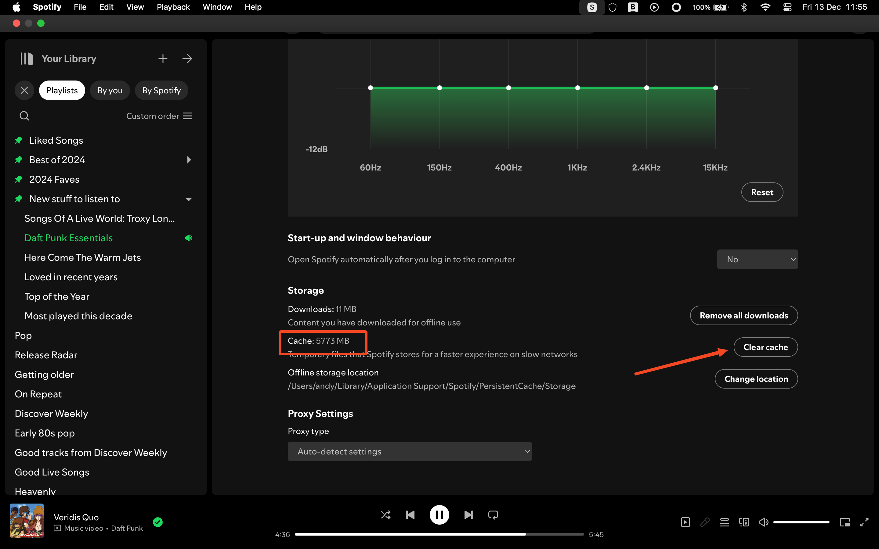 Carpeta Library macOS: Cómo limpiar y ganar espacio rápido 🔥🚀 15 La configuración para limpiar la caché en Spotify.