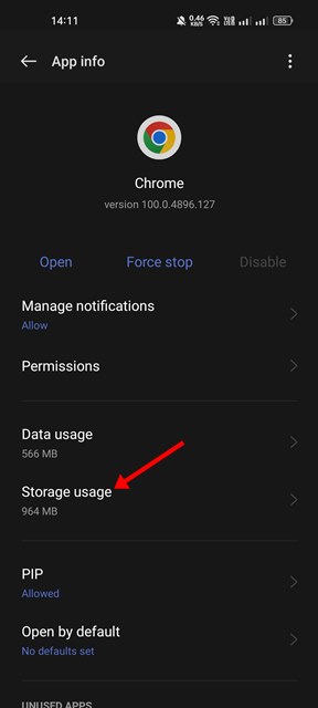 select Storage Usage
