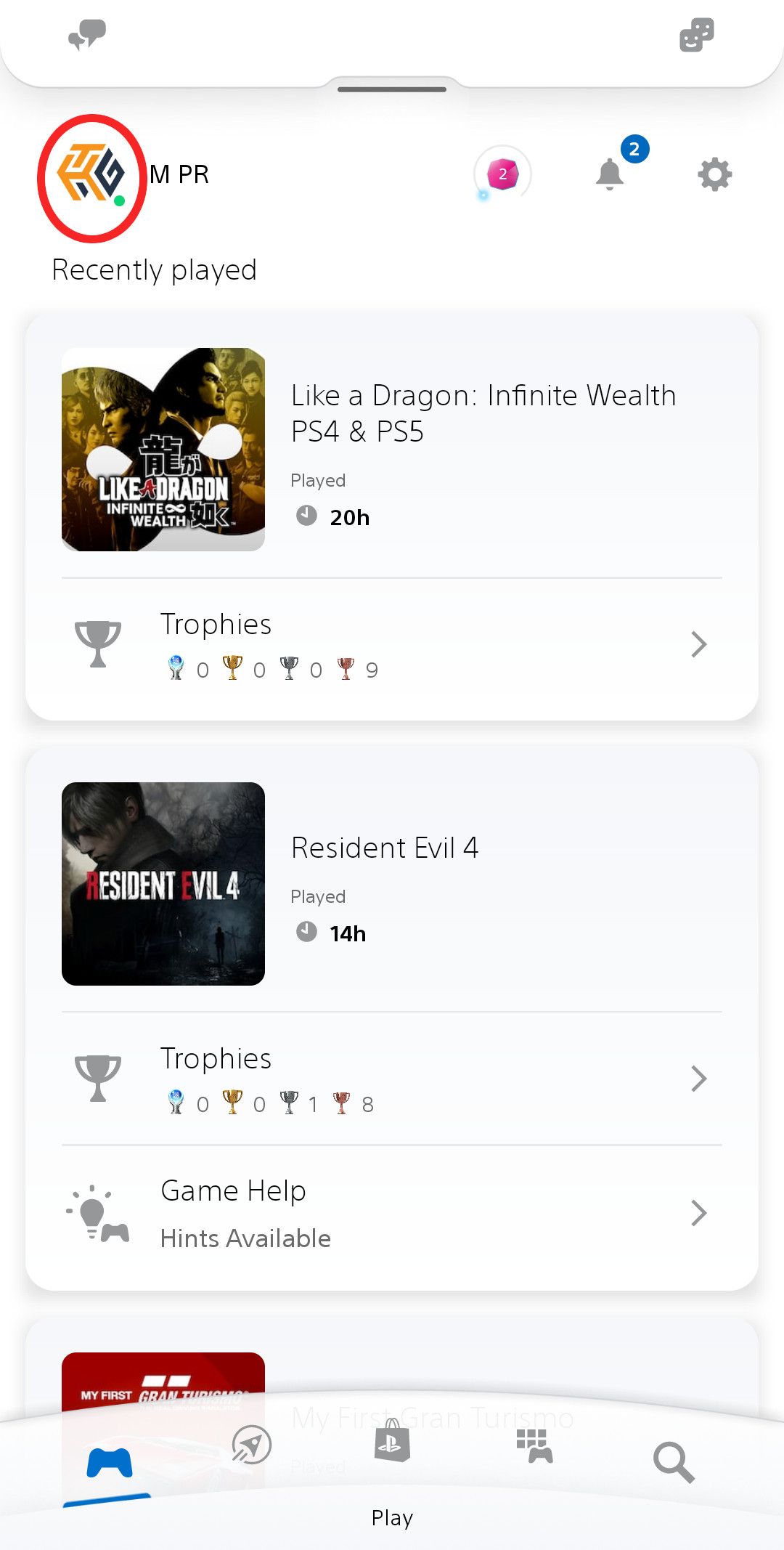 Immagine del profilo personalizzata 🔥: dai subito un aspetto unico al tuo PSN! ⚡ 14 Uno screenshot dell'app PlayStation con un cerchio rosso attorno all'icona del profilo.