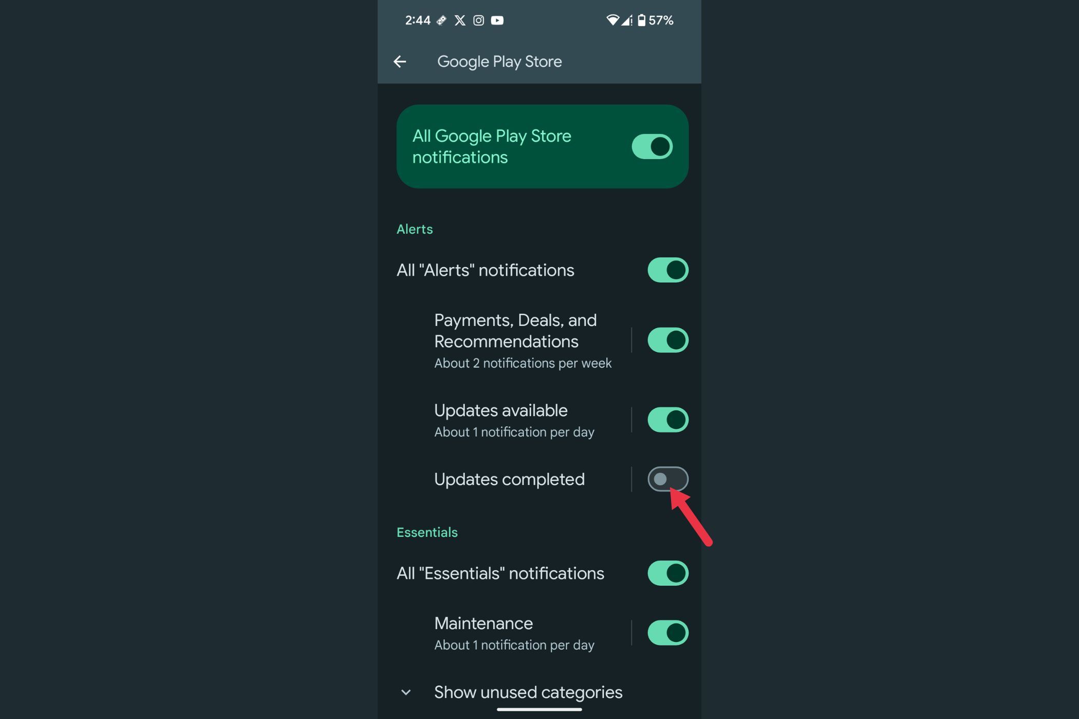 Функции уведомлений Android, о которых вы не знали, и которые сделают вас более продуктивными 🔥📱 23 Стрелка, указывающая на опцию