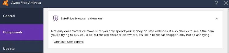 Avast AntivirusインターフェースからAvast SafePriceを削除する