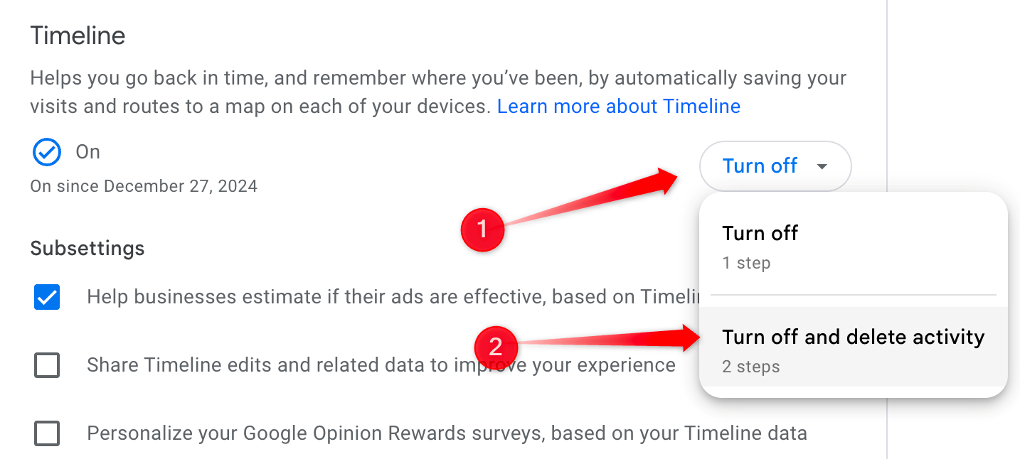 Setelan Google 🛠️ Lindungi privasi Anda dengan 8 langkah ini 16 Menonaktifkan dan menghapus riwayat linimasa di akun Google Anda.