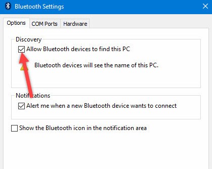 Autoriser les appareils Bluetooth