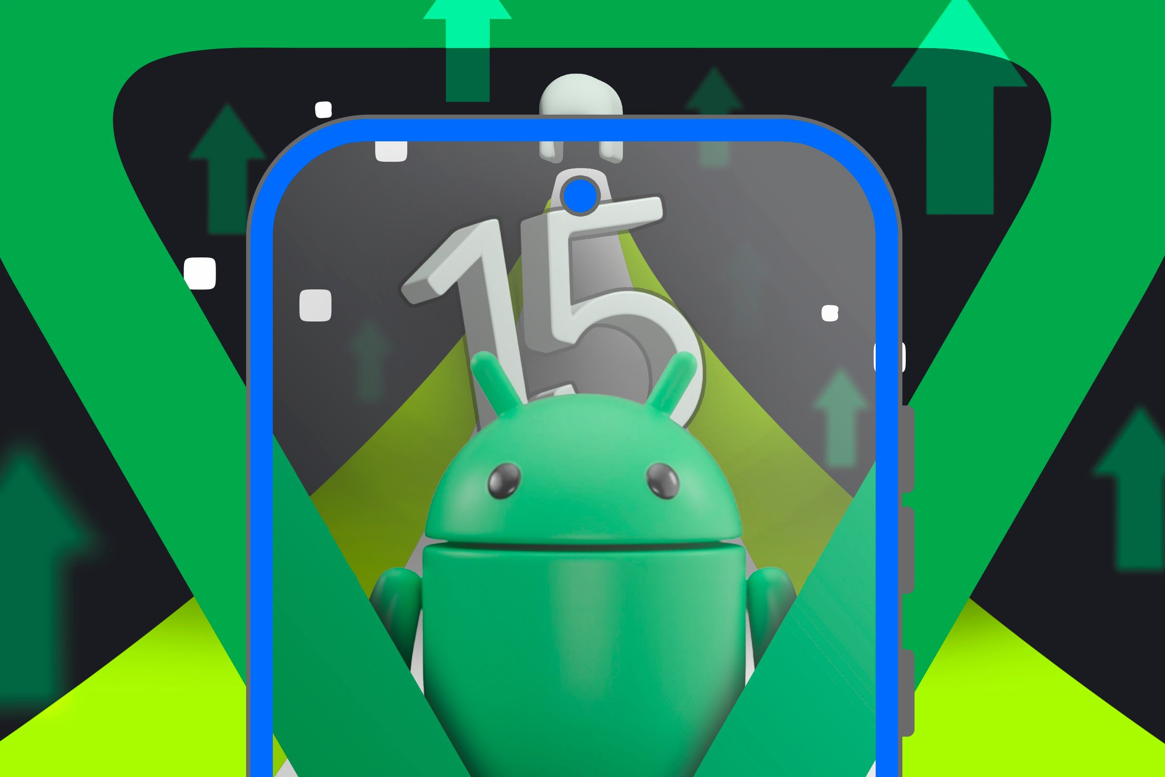 Verborgen kosten van het bezit van een Chromebook: koop hem niet voordat u dit gelezen hebt! ⚠️ 14 Android 15-logo met een illustratie van een smartphone met Bugdroid.