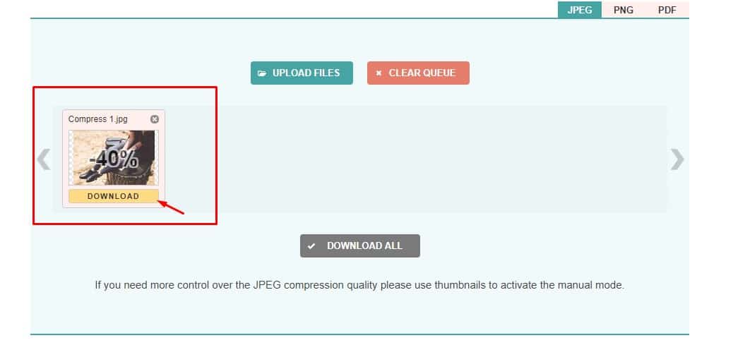 Fare clic sul pulsante "Download" per scaricare il file immagine