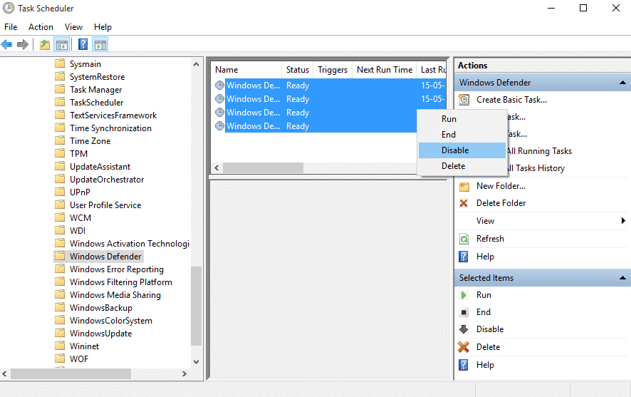 Select Disable