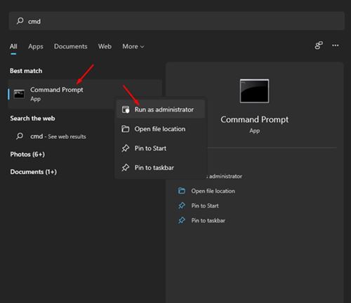 Öffnen Sie die Eingabeaufforderung (CMD) in Windows als Administrator, um die Datenträger zu überprüfen.