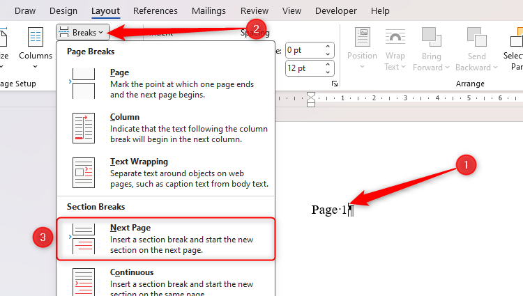 Word の列: 書式を崩さずにテキストを分割します。 🔥📊 15 Microsoft Word で次のページのセクション区切りが選択されます。