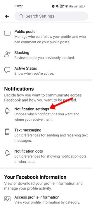 Configurações de notificação