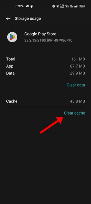 Clear cache