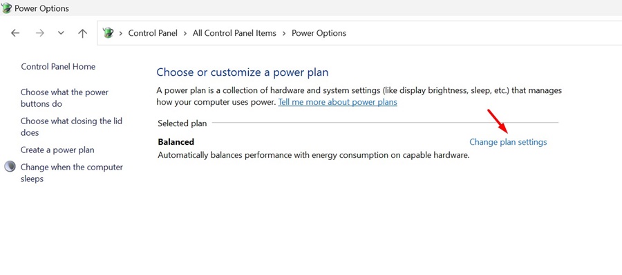 Select the Power Plan