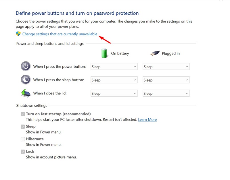 Change settings that are currently unavailable