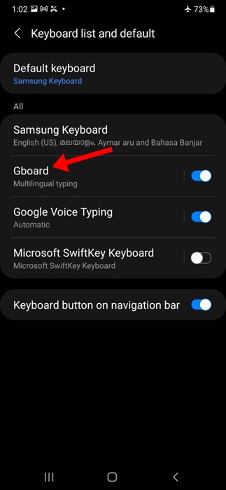 Configuración de Gboard