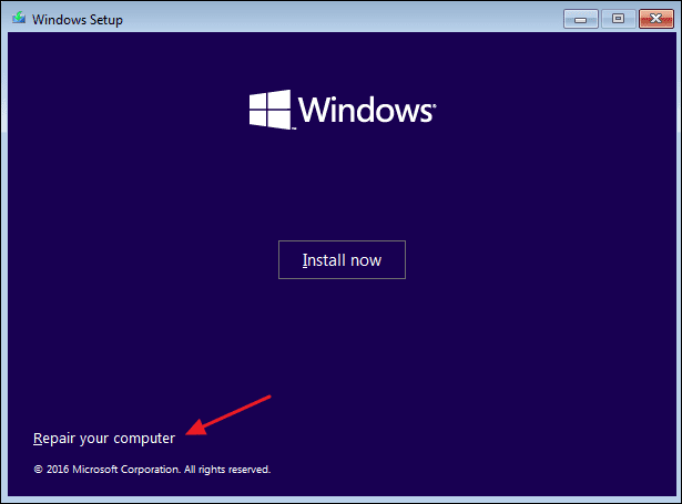 अपने कंप्यूटर की मरम्मत करें विकल्प पर क्लिक करें