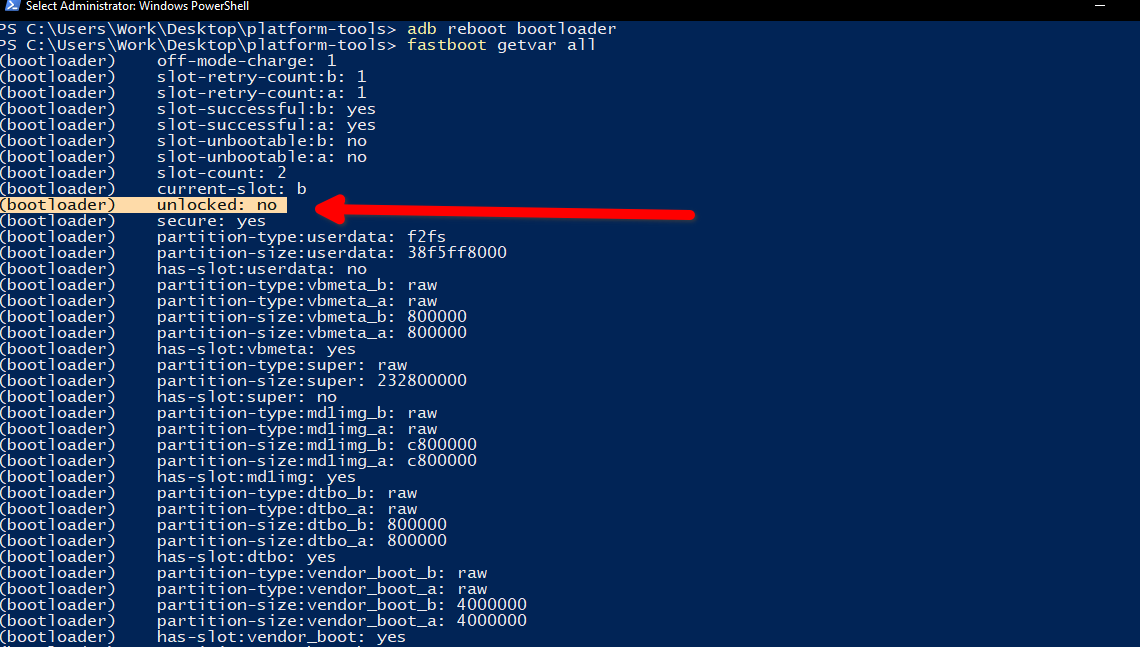 Bootloader-Status überprüft.