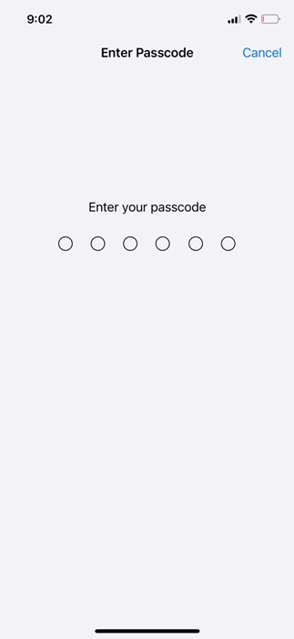 अपने iPhone का पासकोड दर्ज करें