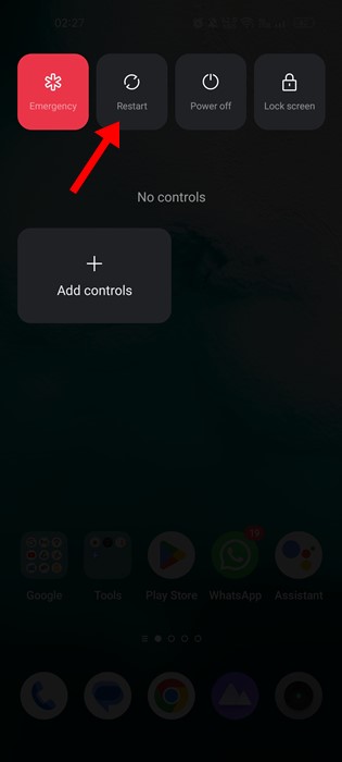 Android 스마트폰을 다시 시작하세요.
