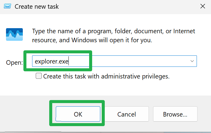 Restart Windows 11 Explorer: Quick Fix if Your Bar Disappears 🚀🖥️ 103 Type explorer.exe in the open field and click OK
