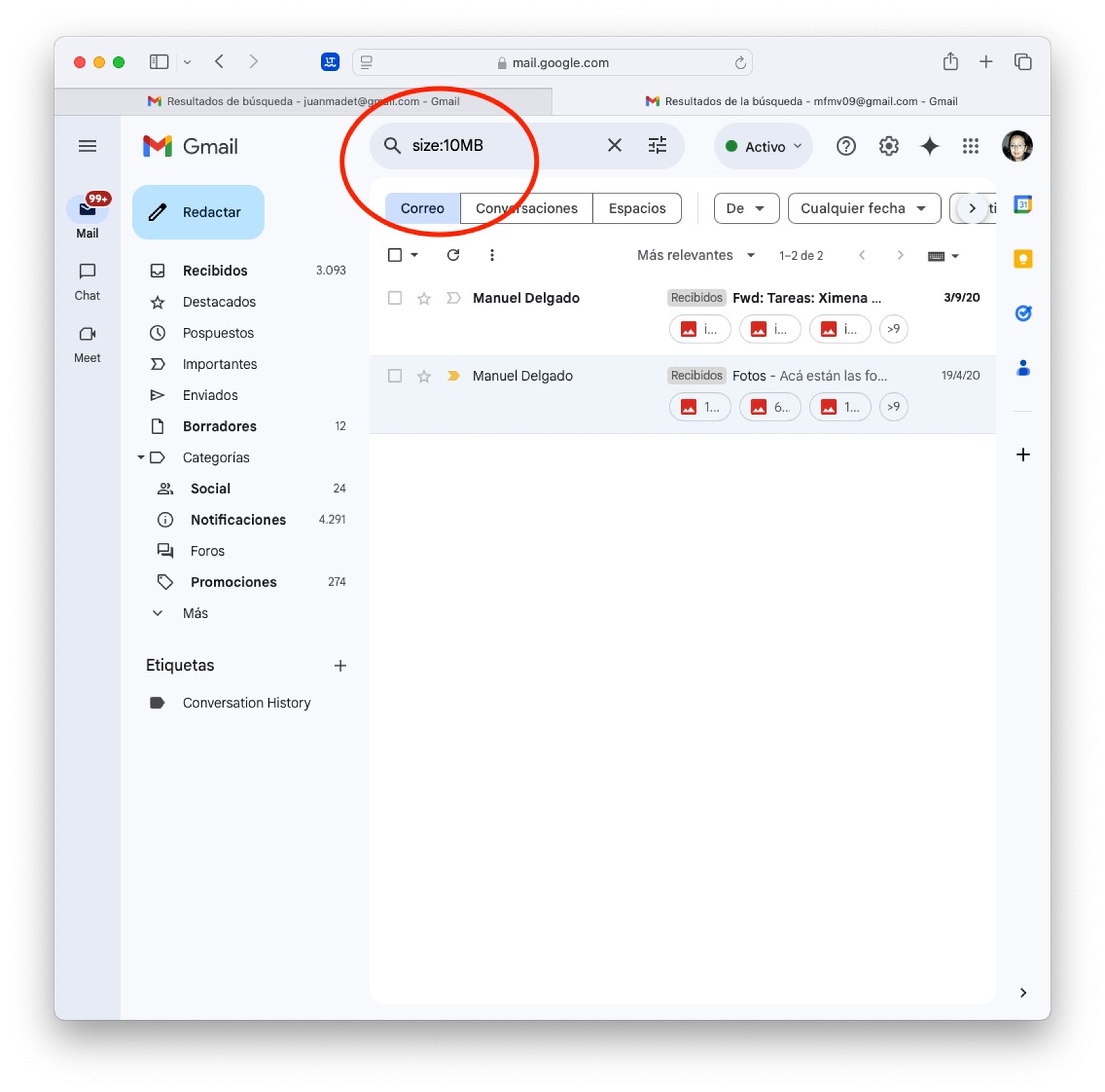 Almacenamiento Google: Cómo ganar GB sin borrar nada 📂✨ 11 Buscá y eliminá correos electrónicos con archivos adjuntos grandes