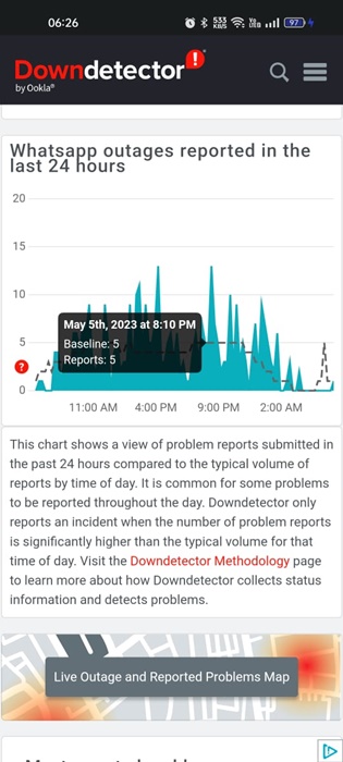 WhatsApp sunucularının kapalı olup olmadığını kontrol edin