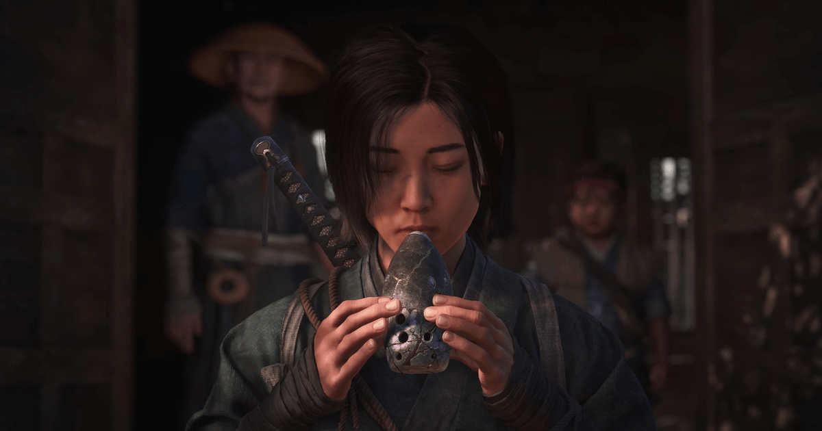 Viento Assassin’s Creed - Personaje de Assassin’s Creed Shadows tocando un instrumento de viento en el Japón feudal, mostrando cómo el viento influye en la exploración, la narrativa y las mecánicas del juego.