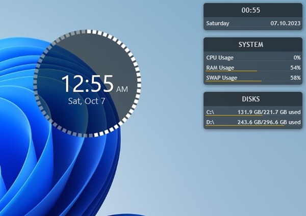 Permanente Uhr in Windows 11: Optionen, Grenzen und praktische Entscheidungen 44 Una vez instalado el tema del reloj, aparecerá un widget de reloj en su escritorio.