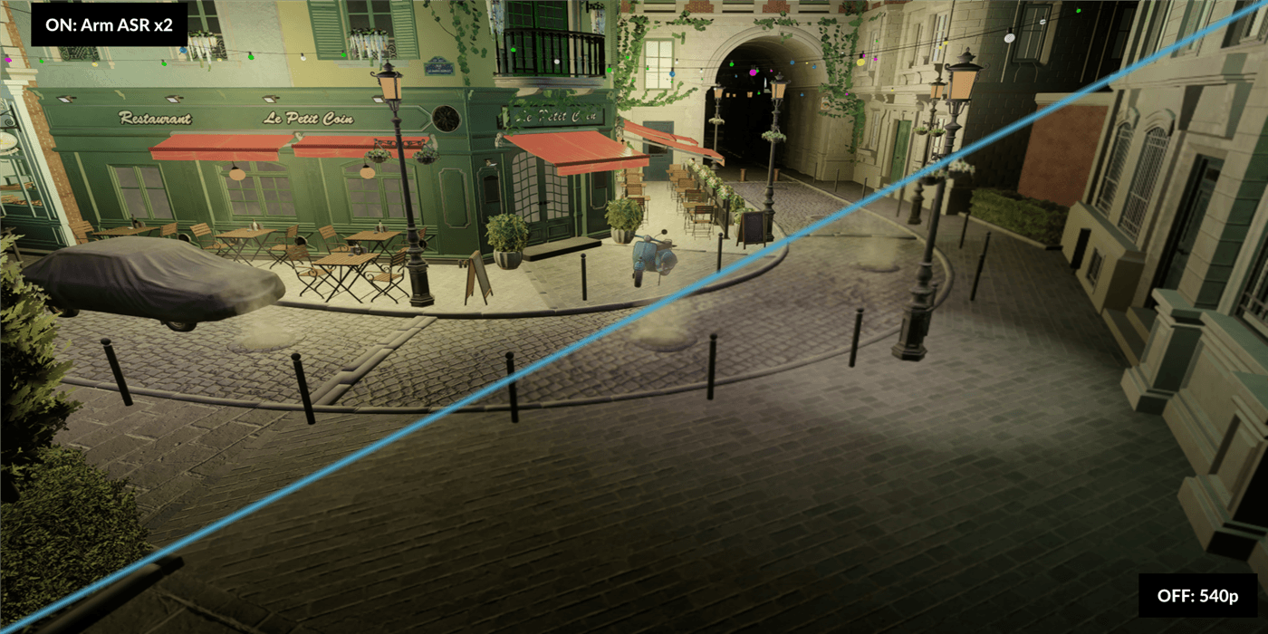 Escena de bistro cortesía de NVIDIA y publicada bajo licencia Creative Commons CC-BY-4.0