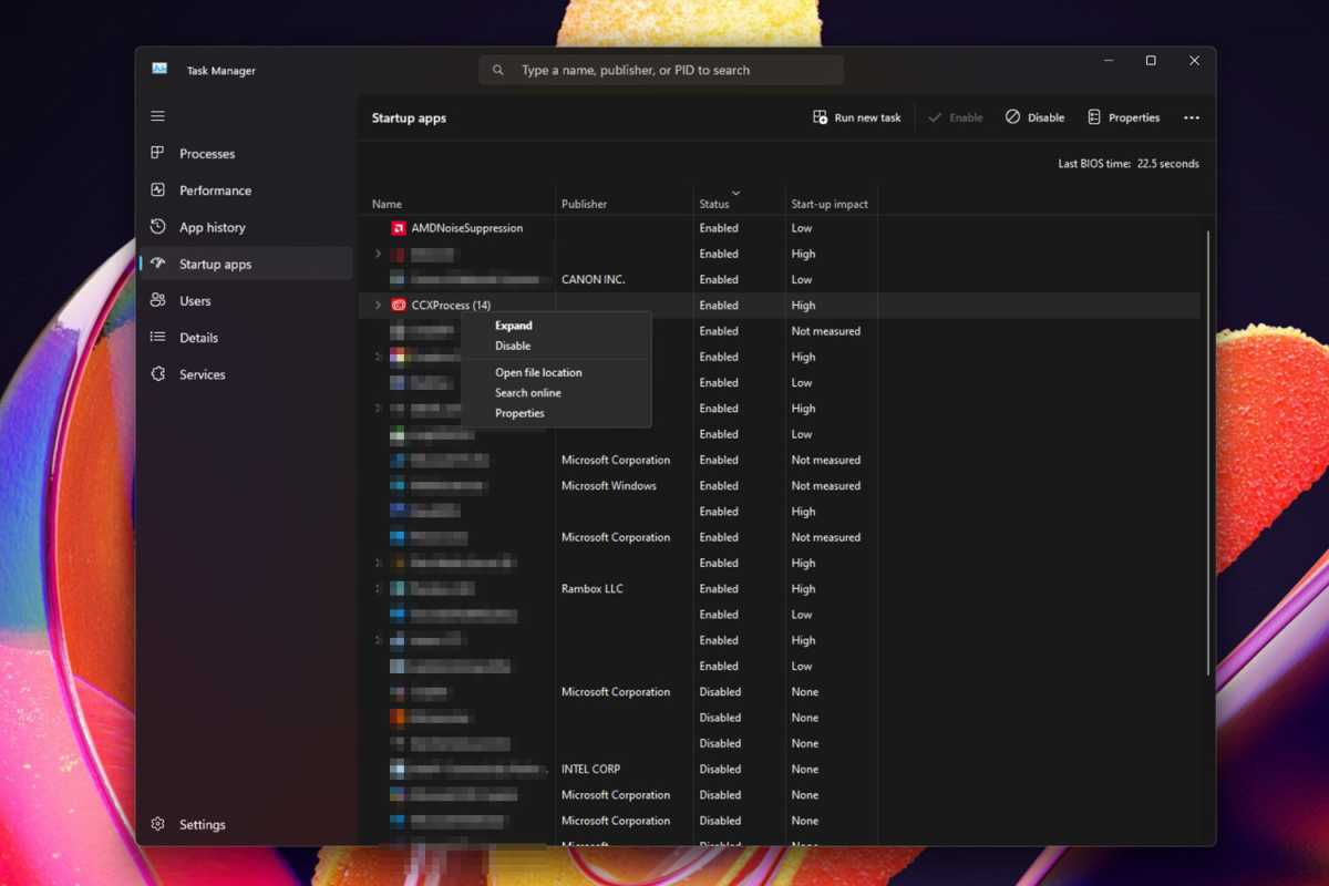 Optimizando el Administrador de Tareas: atajos y hacks para ser un experto hoy mismo ⚡👨💻 19 Captura de pantalla del impacto de arranque en los procesos del Administrador de tareas
