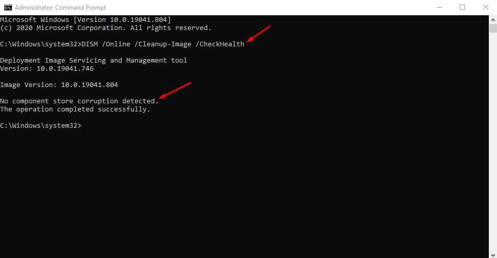 - DISM /Online /Cleanup-Image /CheckHealth 명령을 입력하세요.
