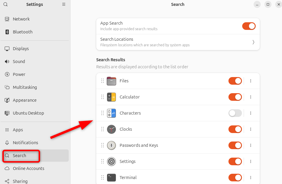 사용자 경험을 향상시키는 Ubuntu 설정: 7가지 비밀 배우기 21 Ajustando la configuración de búsqueda de Ubuntu.