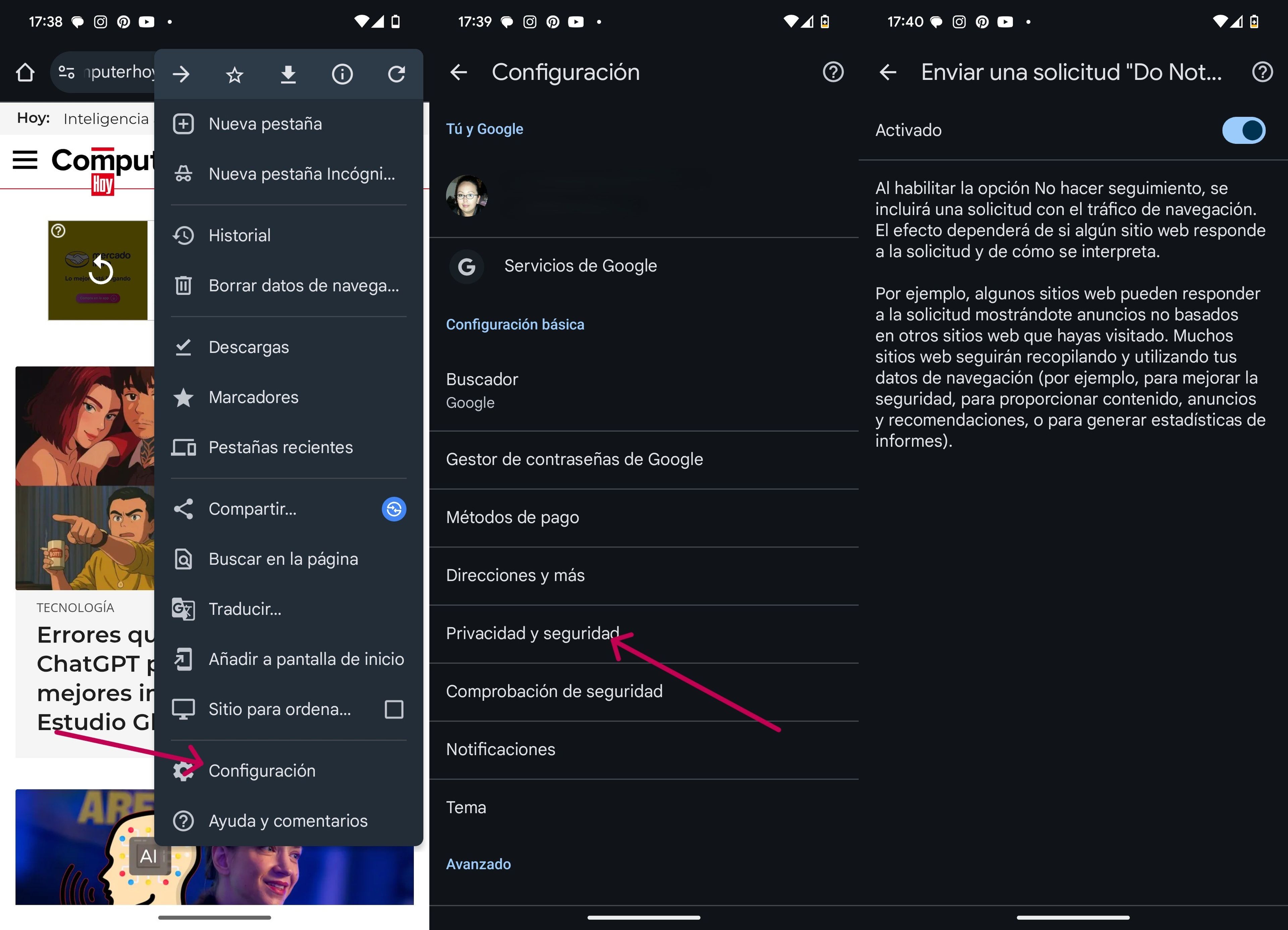 Google Chrome on Android and Security: 3 Settings That Save Your Data 🔒🚀 5 Do Not Track setting enabled in Google Chrome