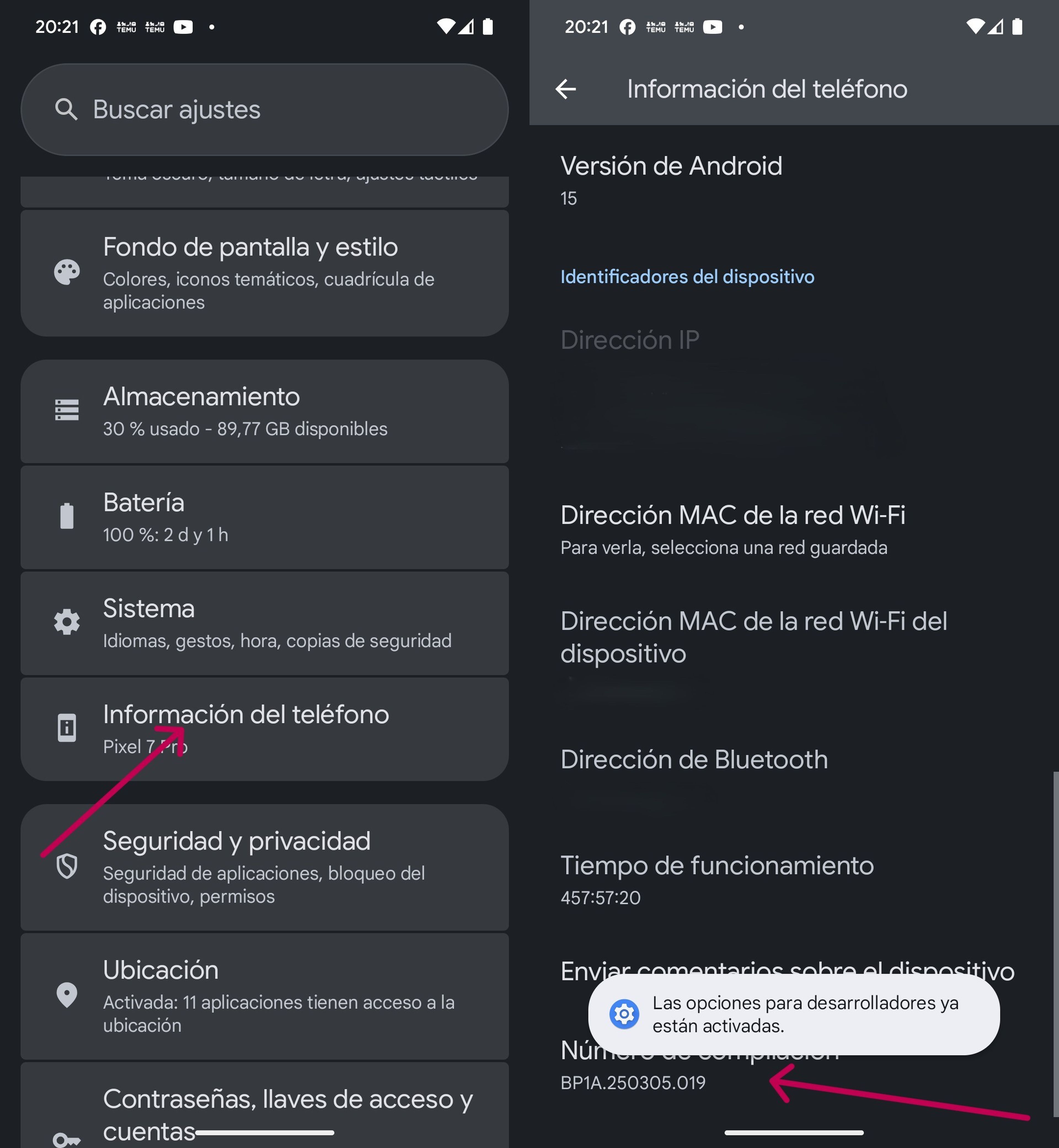 ¿Tu móvil Android va lento? ⚡ Activa esto y olvida la lentitud ¡Hoy! 4 Pantalla de opciones para desarrolladores en Android