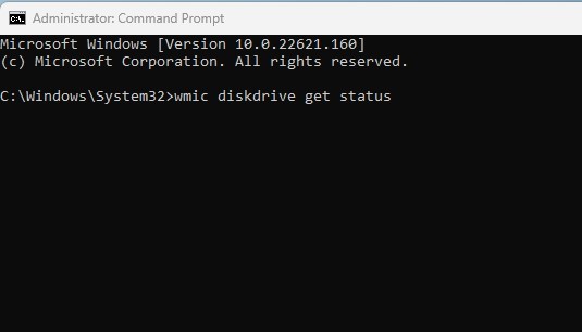 wmic diskdrive pobierz status