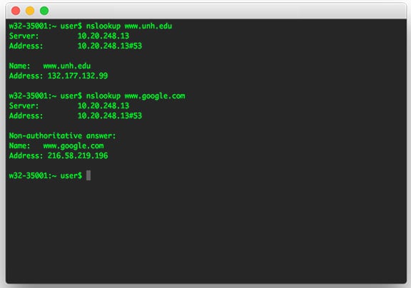 Ejecutar comando nslookup en Mac