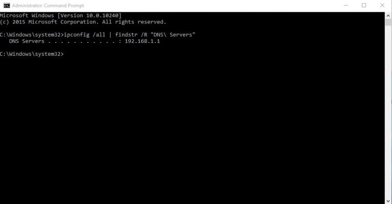 Ingresa el comando para ver DNS