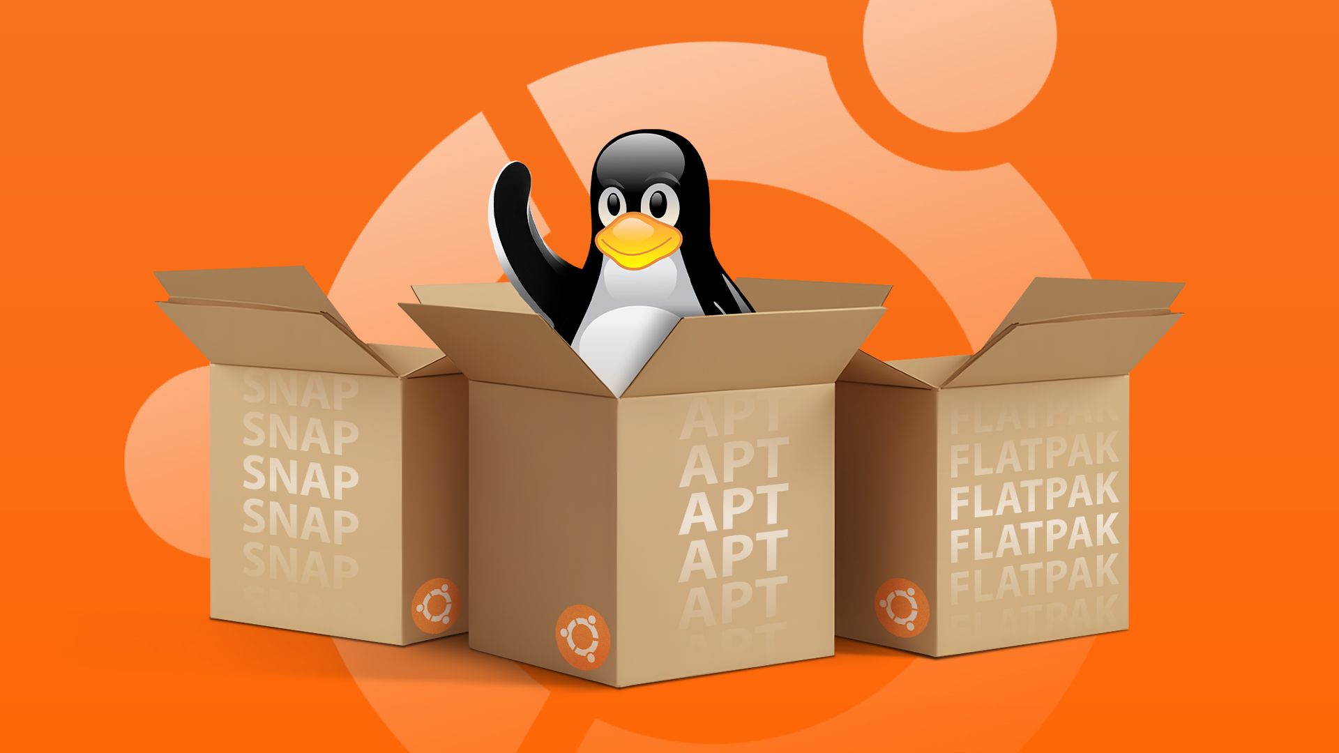 ヘッドレスサーバー:3ステップでパフォーマンスを向上、モニター不要 🚀 13 Mascota de Linux en caja, junto a logotipos de Ubuntu, simbolizando sistemas operativos ligeros para servidores