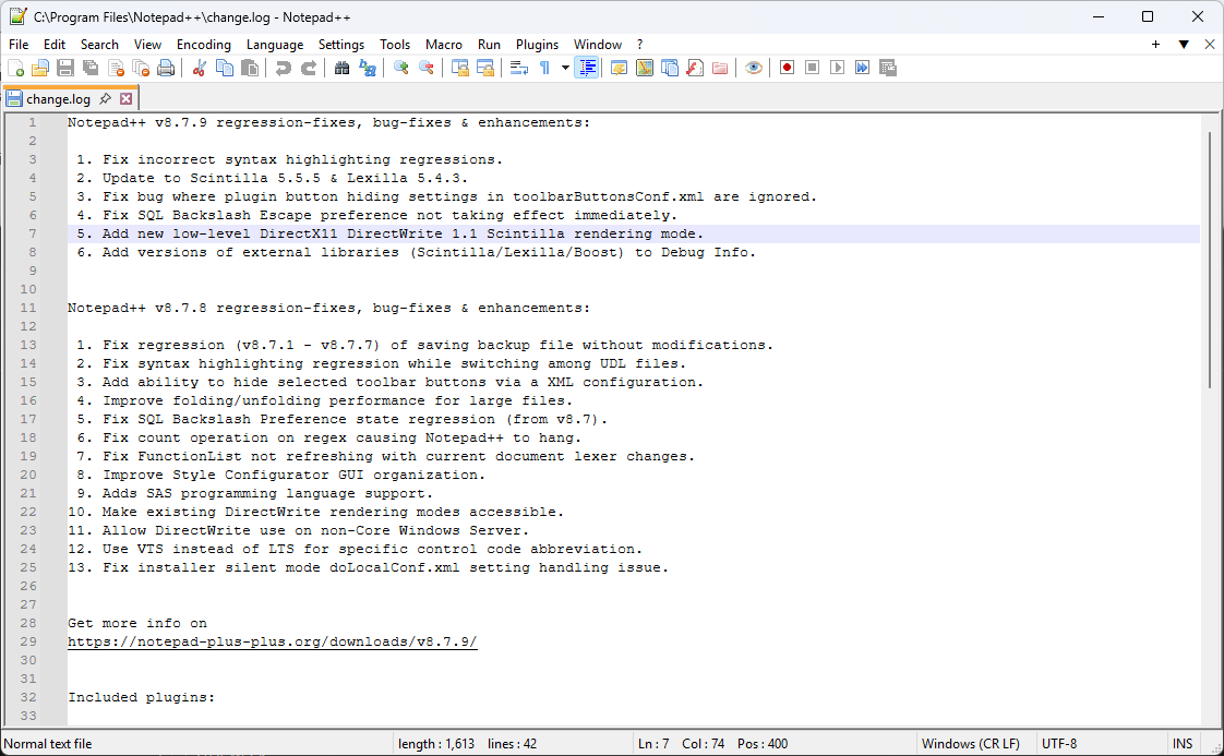 Aplikasi Open Source: 7 Alat Gratis untuk Windows yang Akan Mengejutkan Anda 💻✨ 15 Notepad++ di Windows dengan file changelog.txt terbuka