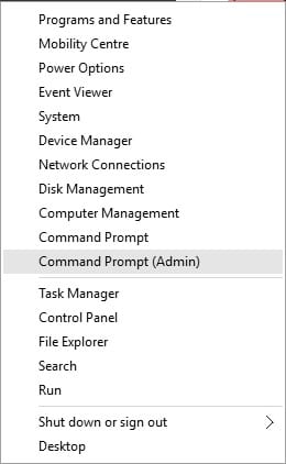 Selecciona 'Command Prompt (Admin)'