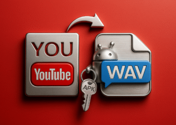 Come convertire i video di YouTube in WAV - Illustrazione del logo di YouTube e di un file WAV collegati da una freccia, una guida su come convertire i video di YouTube in WAV su Android.