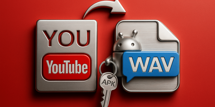 كيفية تحويل مقاطع فيديو YouTube إلى WAV 🎧 اكتشف الحيلة للحصول على صوت مثالي الآن! 23 كيفية تحويل مقاطع فيديو YouTube إلى WAV - رسم توضيحي لشعار YouTube وملف WAV متصلين بسهم، وهو دليل حول كيفية تحويل مقاطع فيديو YouTube إلى WAV على Android.