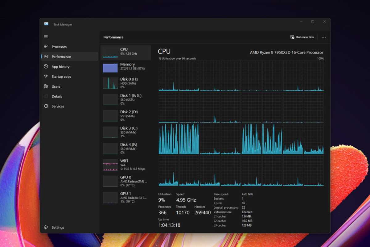 Optimizando el Administrador de Tareas: atajos y hacks para ser un experto hoy mismo ⚡👨💻 18 Captura de pantalla del Administrador de tareas en modo oscuro