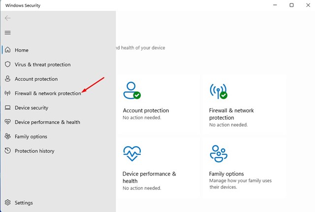 Seguridad de Windows Firewall y protección de red